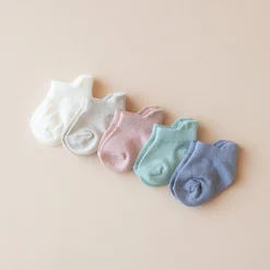 Clearance Kyte Baby Ankle Socks Combo 5-Pack in Pastel Pastel Set: Cloud/Oat/Blush/Sage/Haze