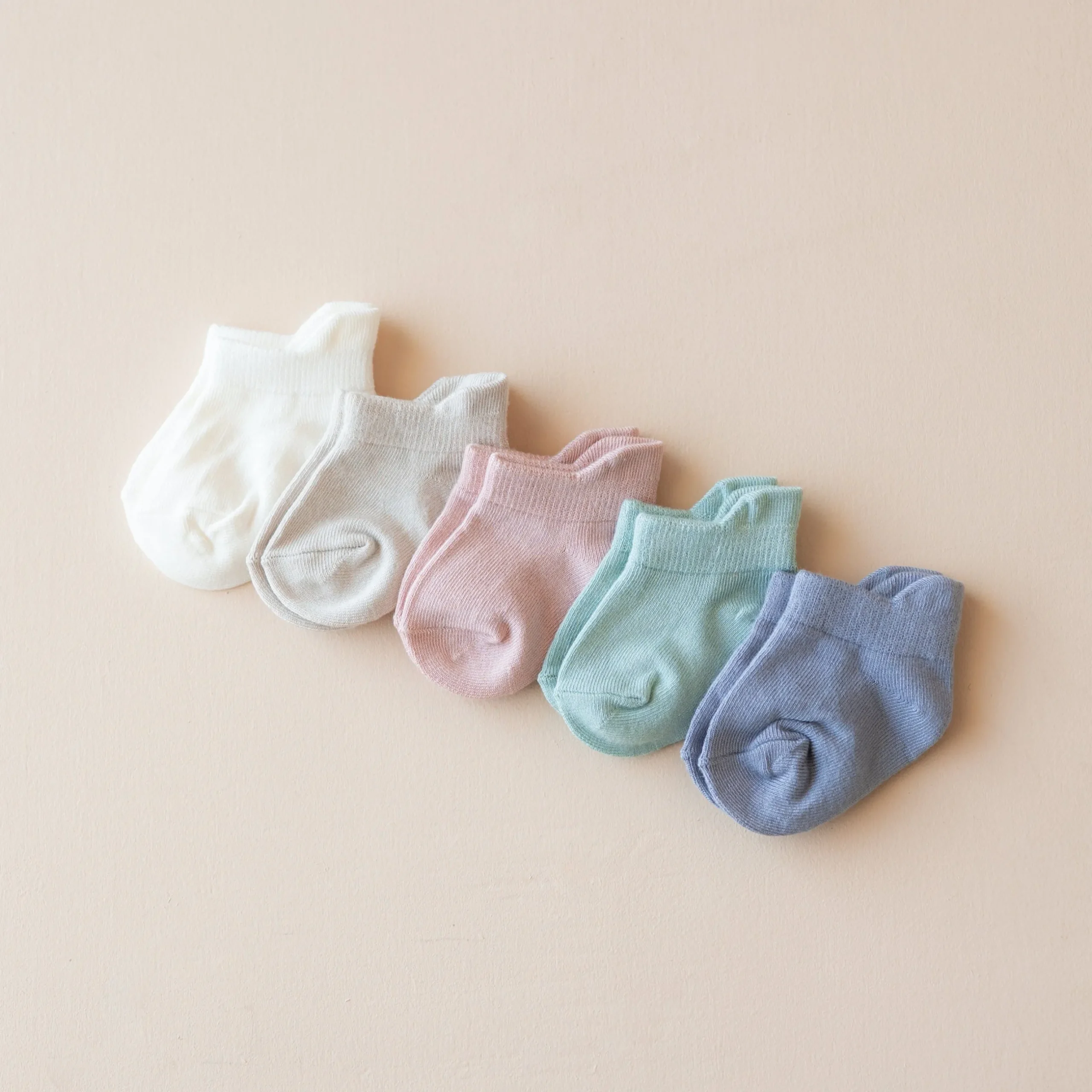 Clearance Kyte Baby Ankle Socks Combo 5-Pack in Pastel Pastel Set: Cloud/Oat/Blush/Sage/Haze