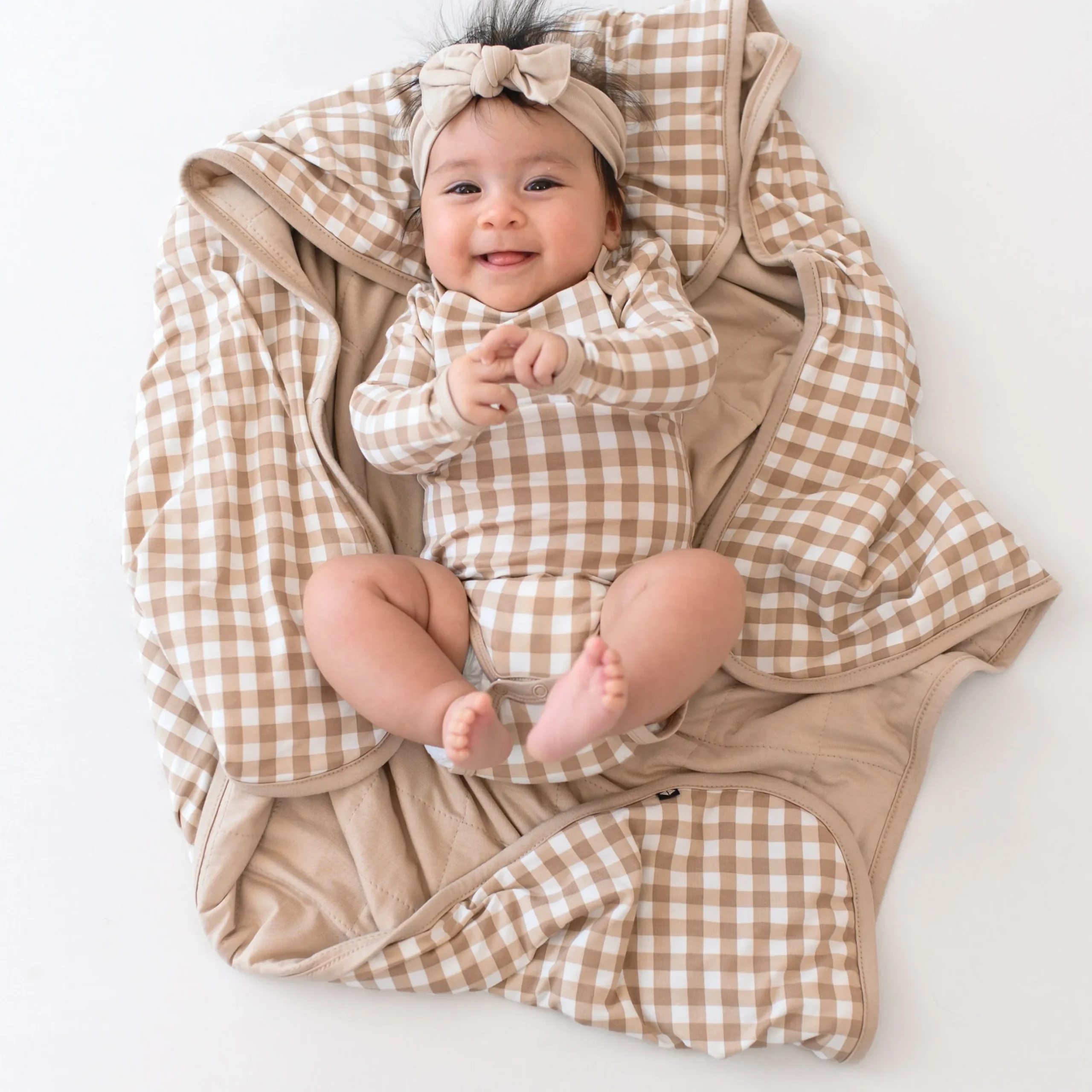 Outlet Kyte Baby Baby Blanket in Gingham Bisque