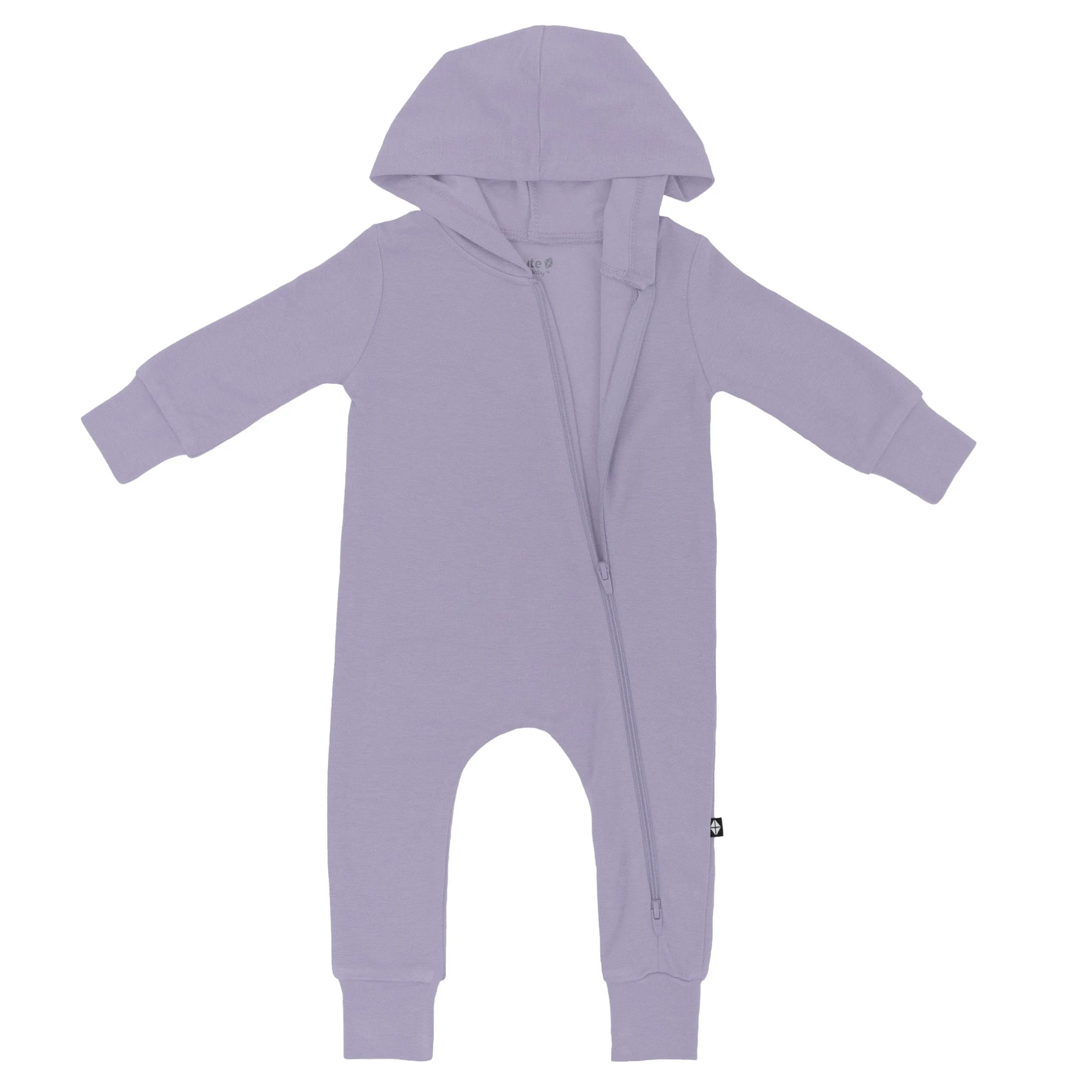 Discount Kyte Baby Bamboo Jersey Hooded Zippered Romper in Taro