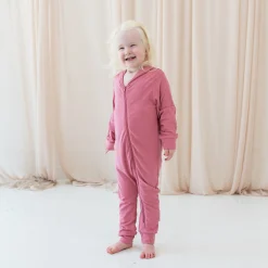 Online Kyte Baby Bamboo Jersey Hooded Zippered Romper in Apple Blossom