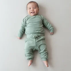 Hot Kyte Baby Bamboo Jersey Jogger Set in Thyme