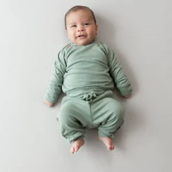 Hot Kyte Baby Bamboo Jersey Jogger Set in Thyme