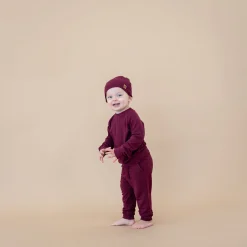Clearance Kyte Baby Bamboo Jersey Jogger Set in Burgundy