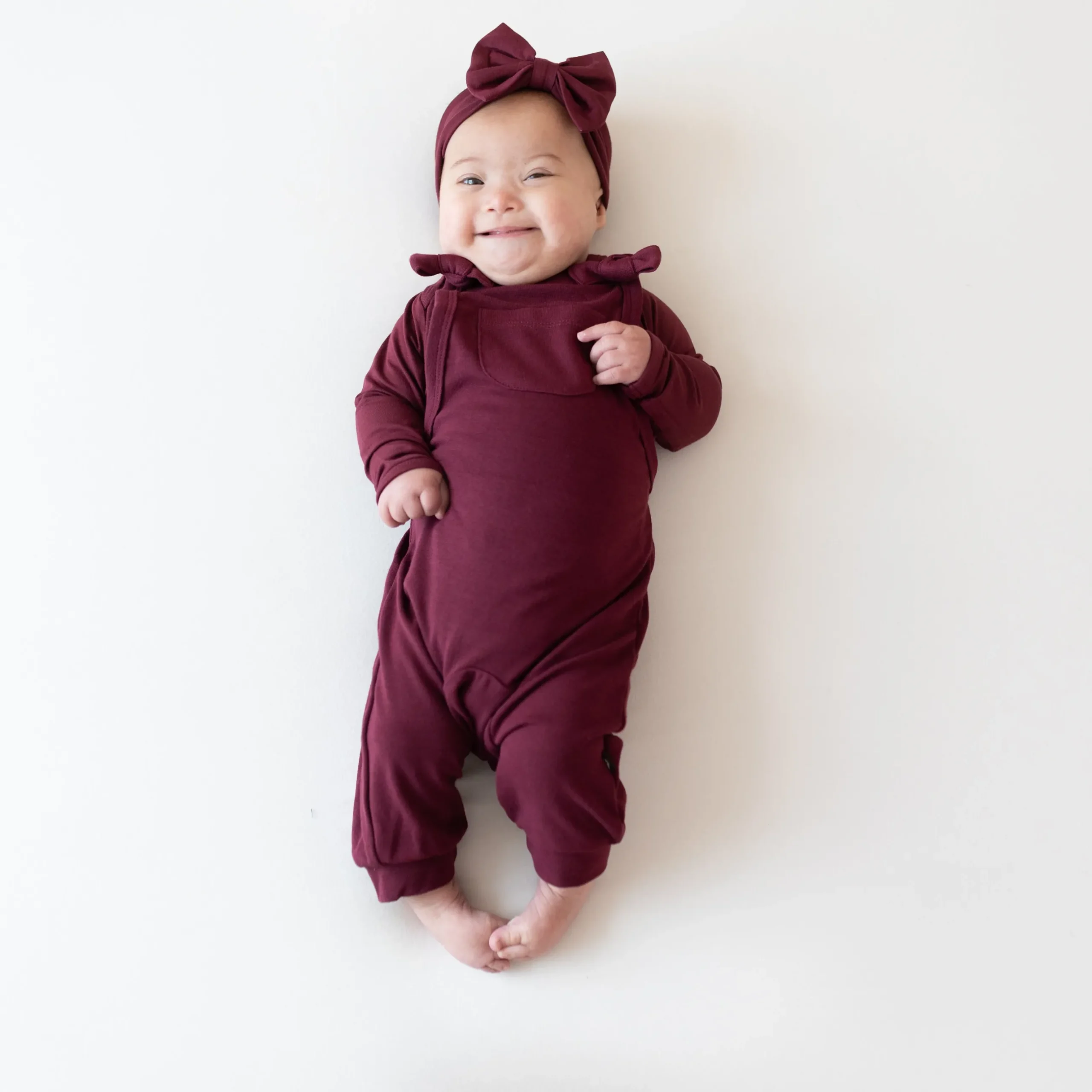 Hot Kyte Baby Bamboo Jersey Overall in Burgundy