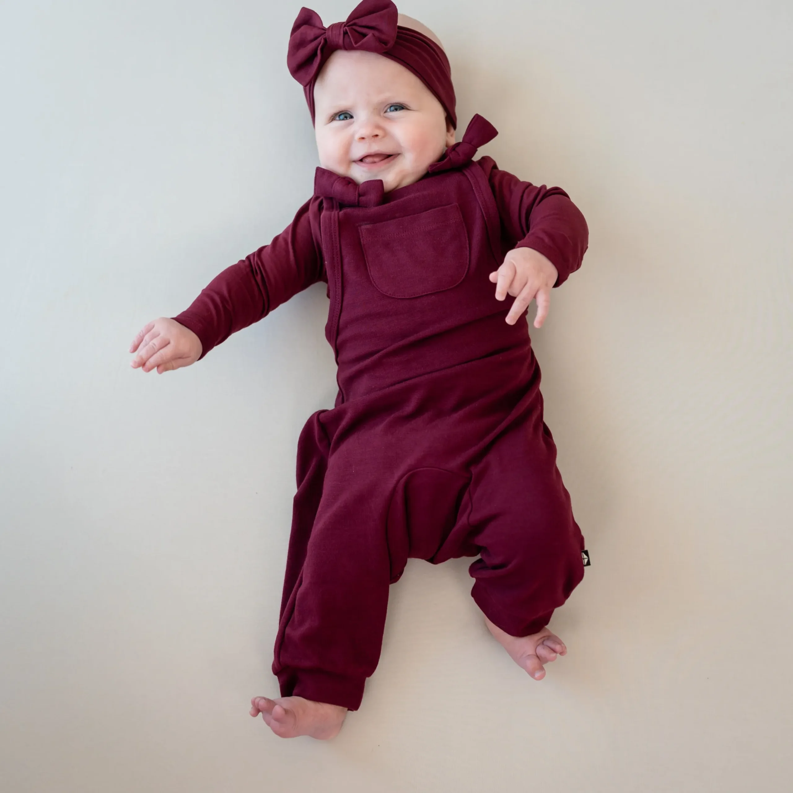Hot Kyte Baby Bamboo Jersey Overall in Burgundy