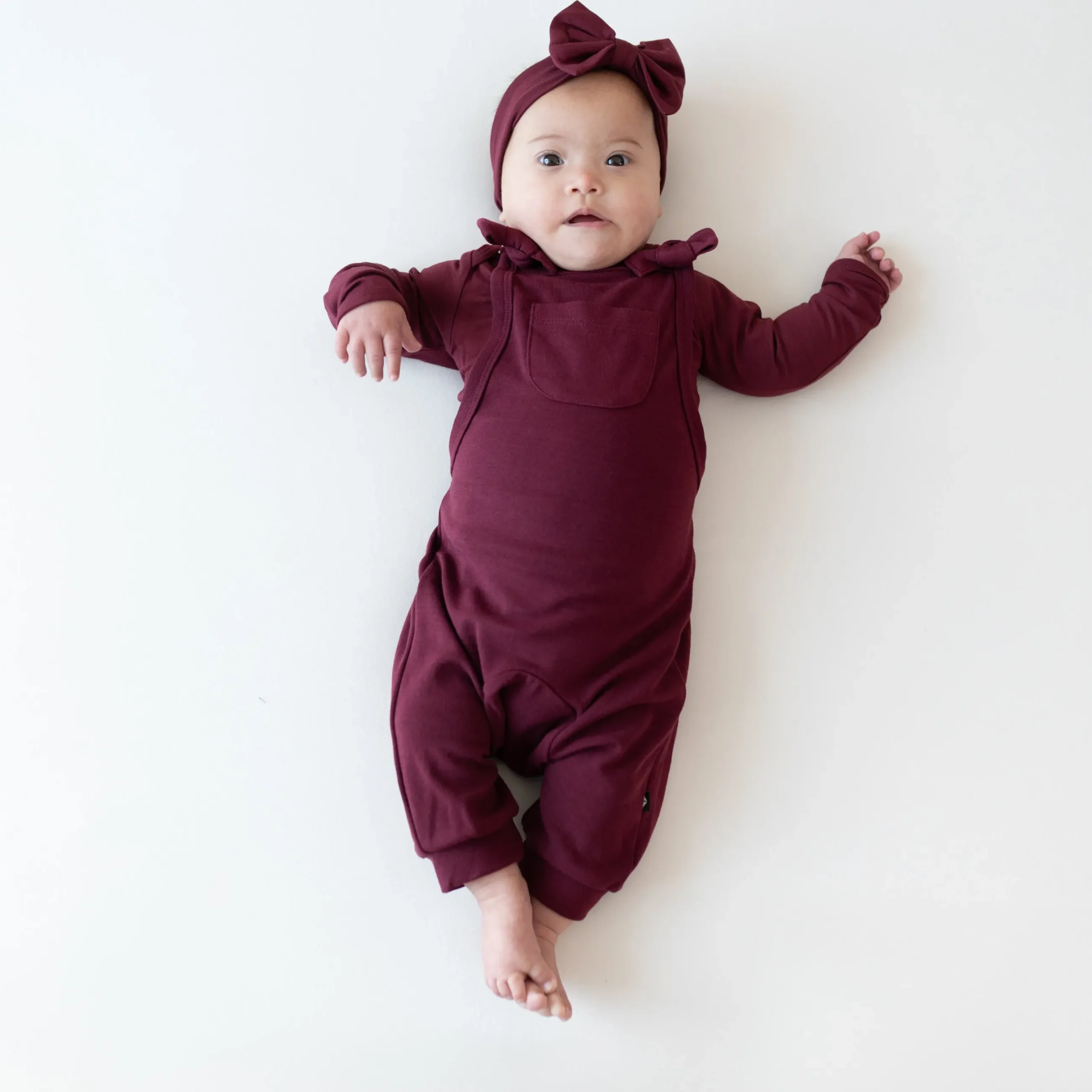 Hot Kyte Baby Bamboo Jersey Overall in Burgundy