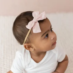 New Kyte Baby Bamboo Muslin Medium Bow in Blush