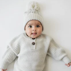 Hot Kyte Baby Chunky Cable Knit Beanie in Oat