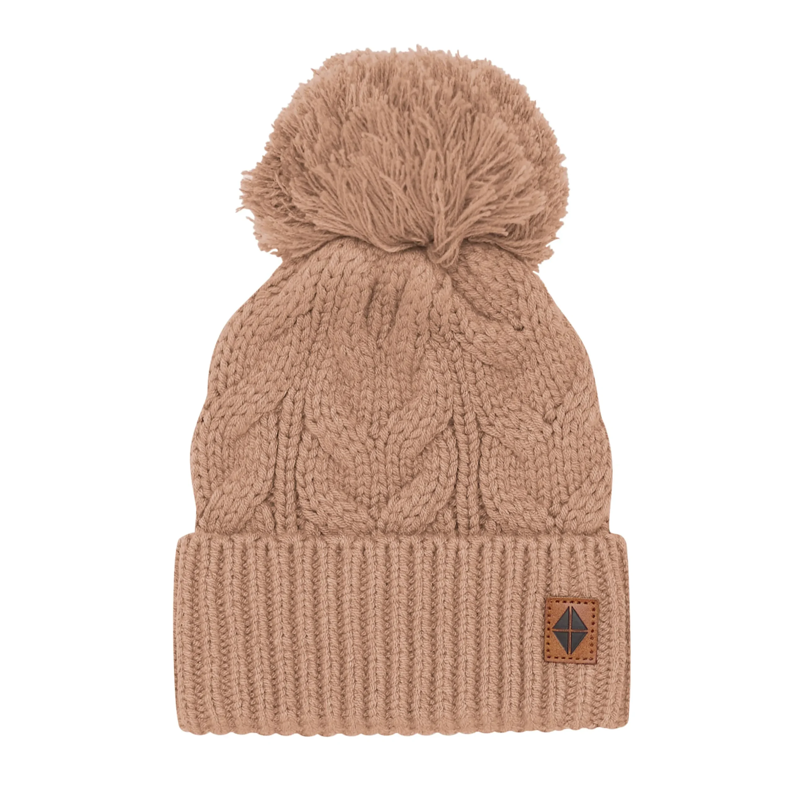 Hot Kyte Baby Chunky Cable Knit Beanie in Latte