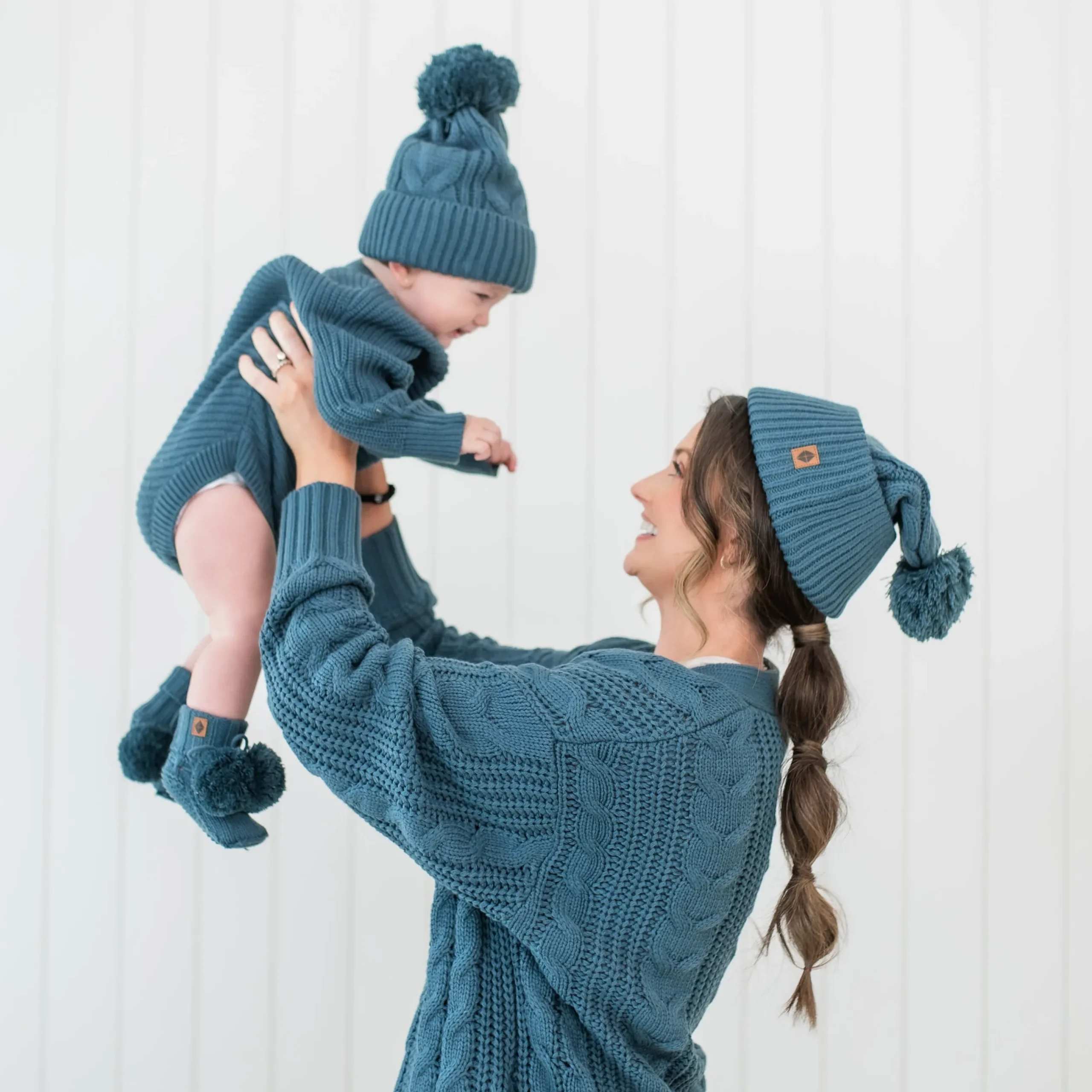 Discount Kyte Baby Chunky Cable Knit Beanie in Atlantic