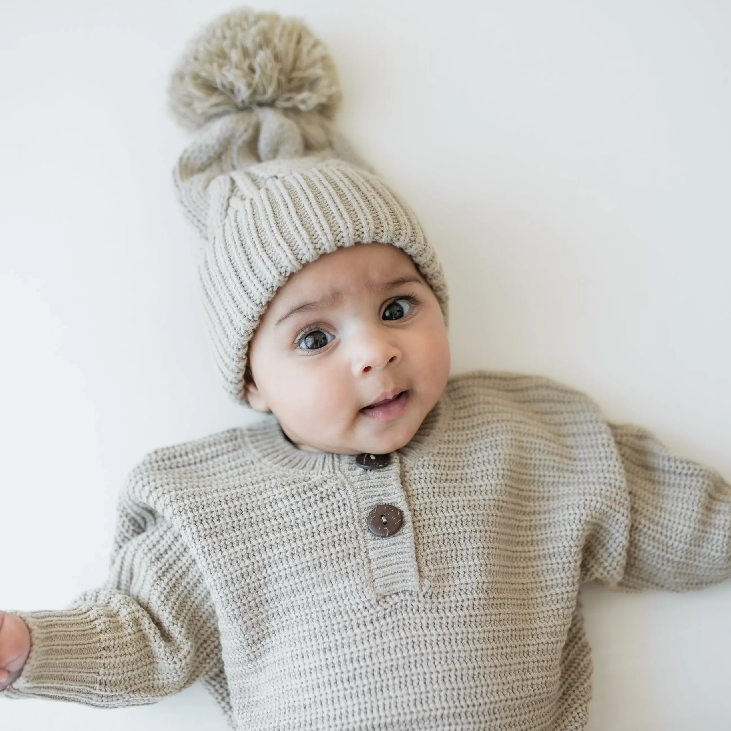 Discount Kyte Baby Chunky Cable Knit Beanie in Almond