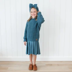 Kyte Baby Chunky Knit Bow Headband in Atlantic