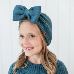 Kyte Baby Chunky Knit Bow Headband in Atlantic