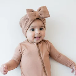 Clearance Kyte Baby Chunky Knit Bow Headband in Latte