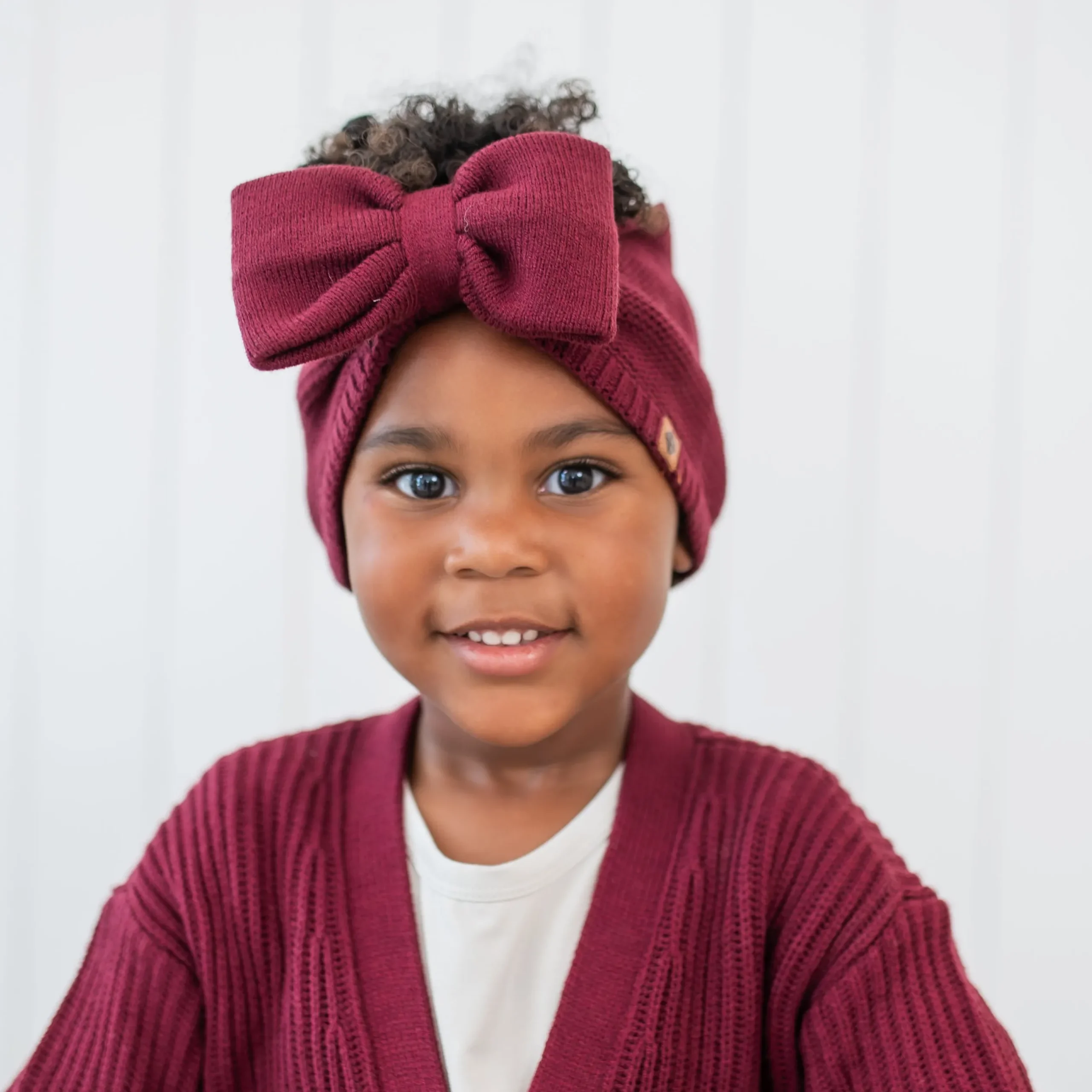 Clearance Kyte Baby Chunky Knit Bow Headband in Burgundy