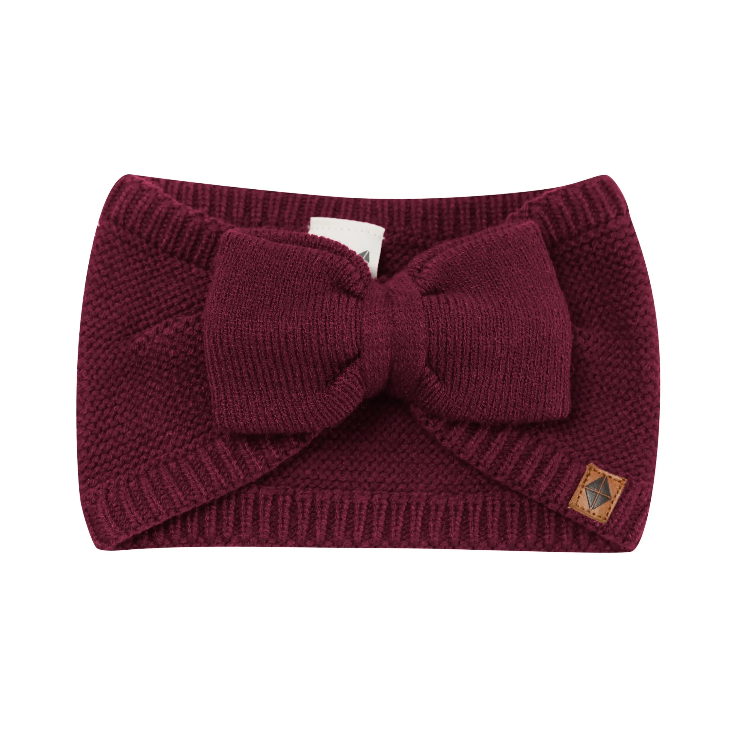 Clearance Kyte Baby Chunky Knit Bow Headband in Burgundy