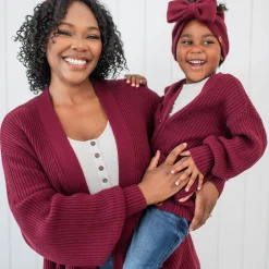 Clearance Kyte Baby Chunky Knit Bow Headband in Burgundy