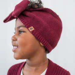 Clearance Kyte Baby Chunky Knit Bow Headband in Burgundy