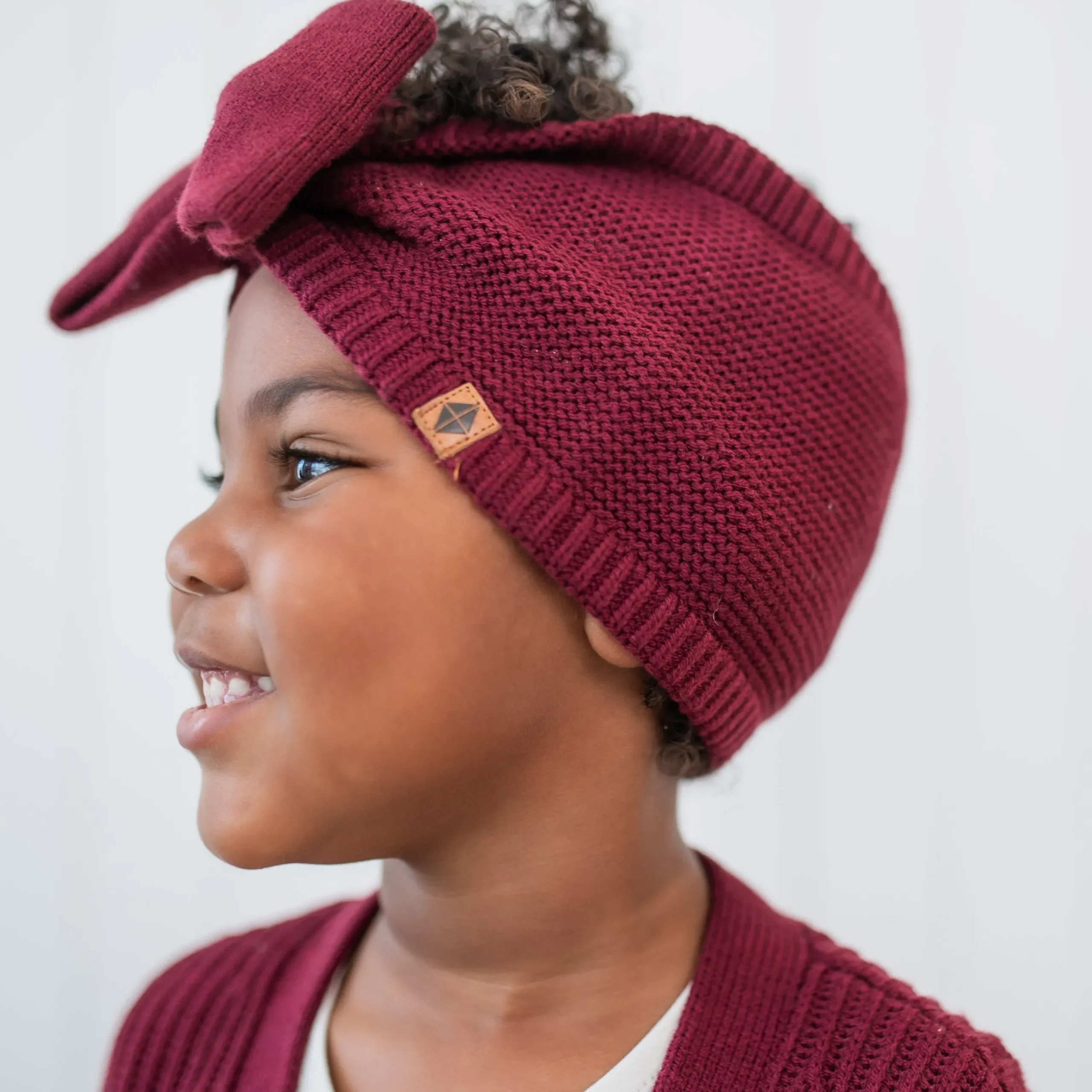 Clearance Kyte Baby Chunky Knit Bow Headband in Burgundy