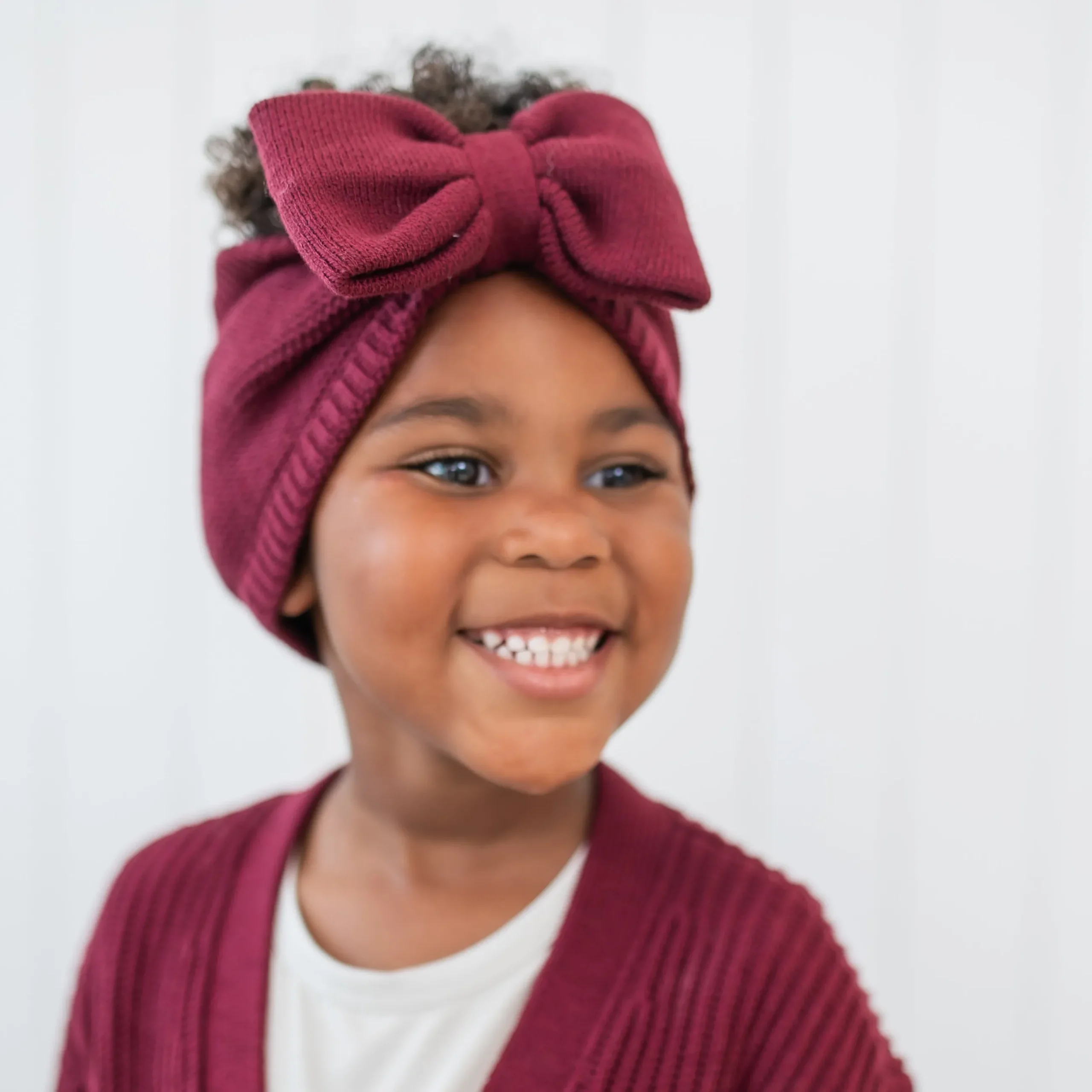 Clearance Kyte Baby Chunky Knit Bow Headband in Burgundy