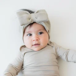 Sale Kyte Baby Chunky Knit Bow Headband in Almond