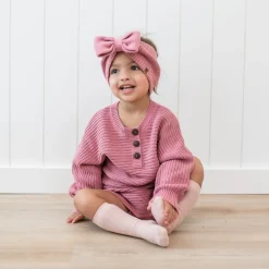 Sale Kyte Baby Chunky Knit Bow Headband in Apple Blossom
