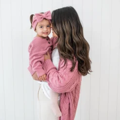 Sale Kyte Baby Chunky Knit Bow Headband in Apple Blossom