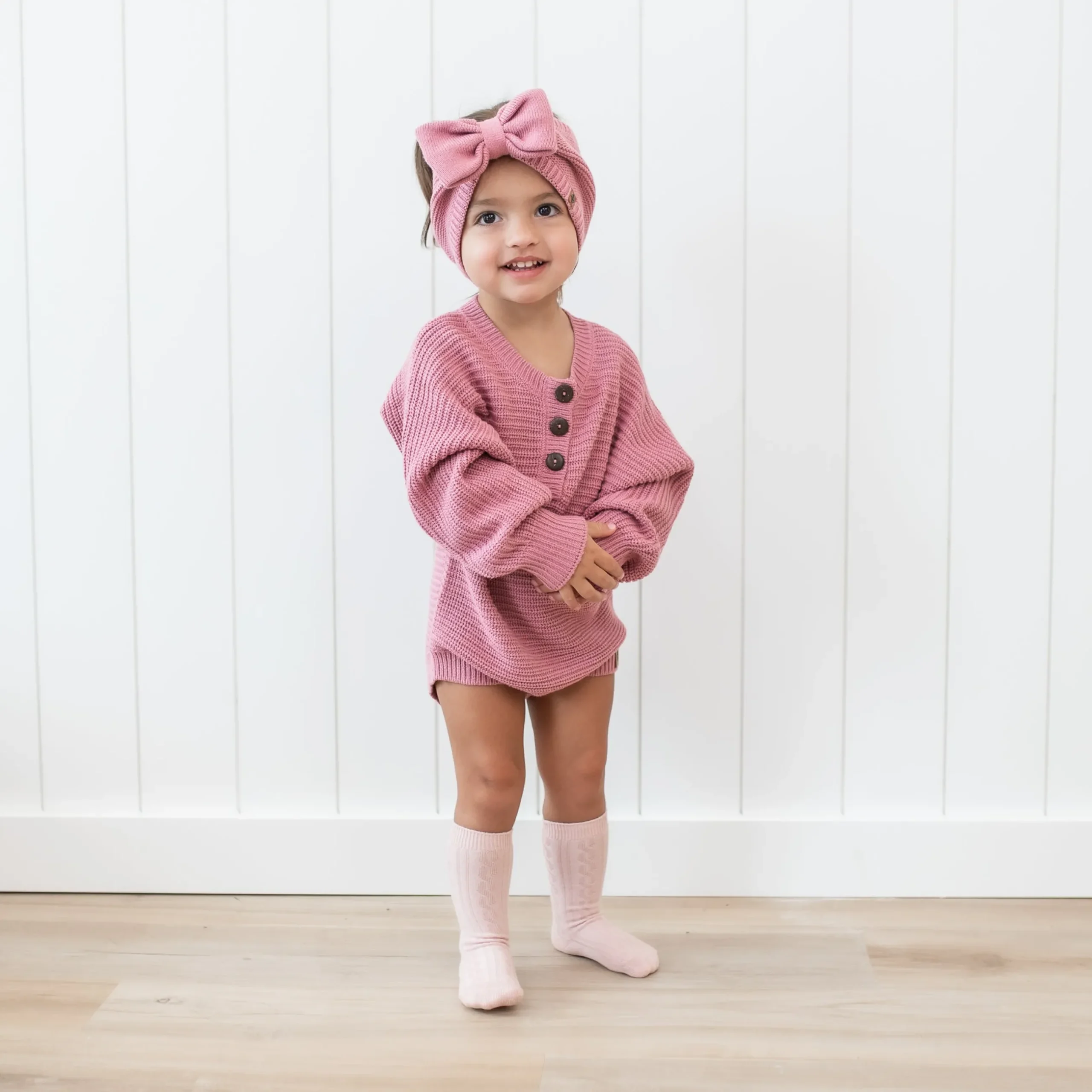 Sale Kyte Baby Chunky Knit Bow Headband in Apple Blossom