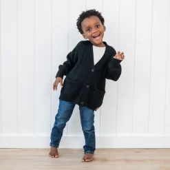 Hot Kyte Baby Chunky Knit Oversized Cardigan in Midnight