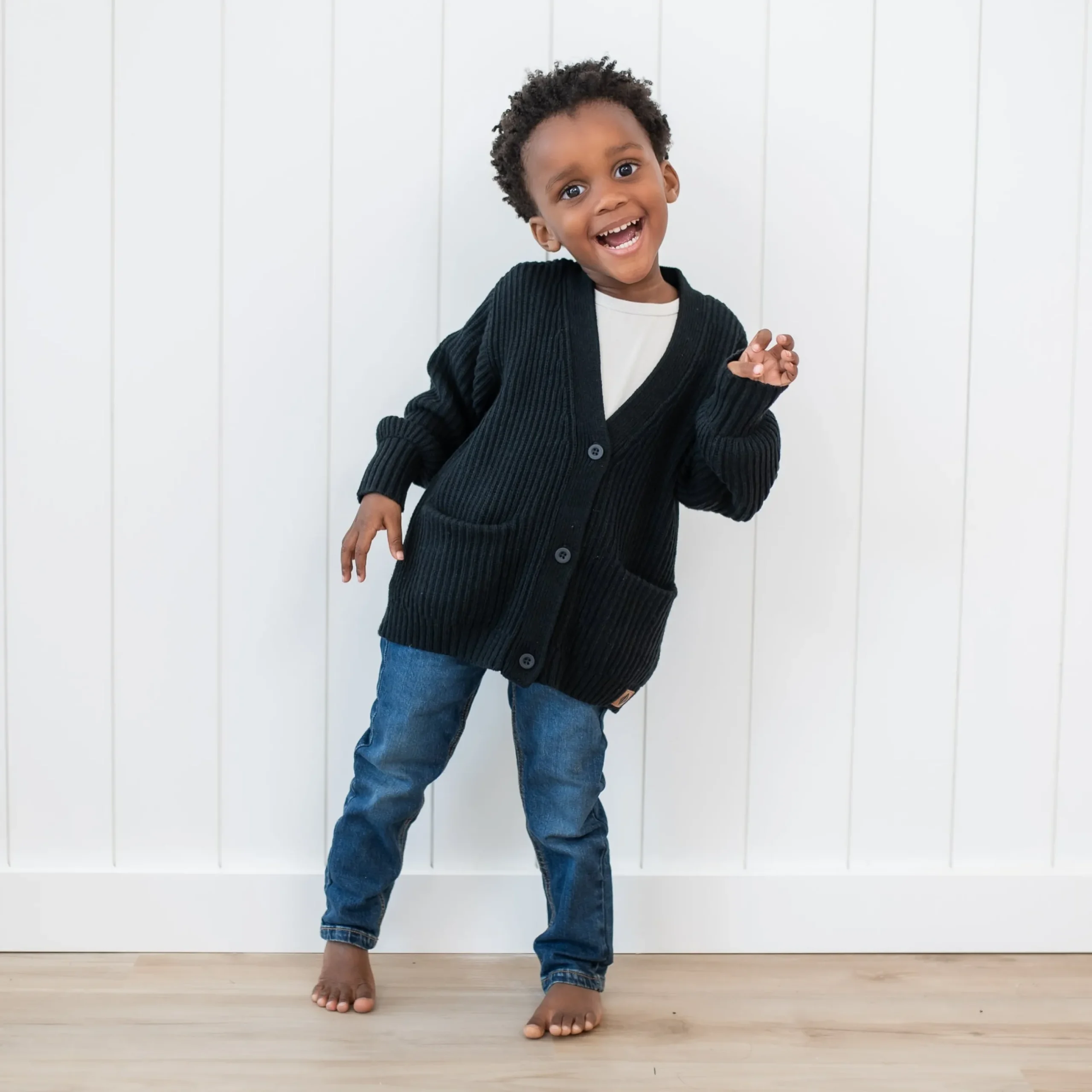 Hot Kyte Baby Chunky Knit Oversized Cardigan in Midnight