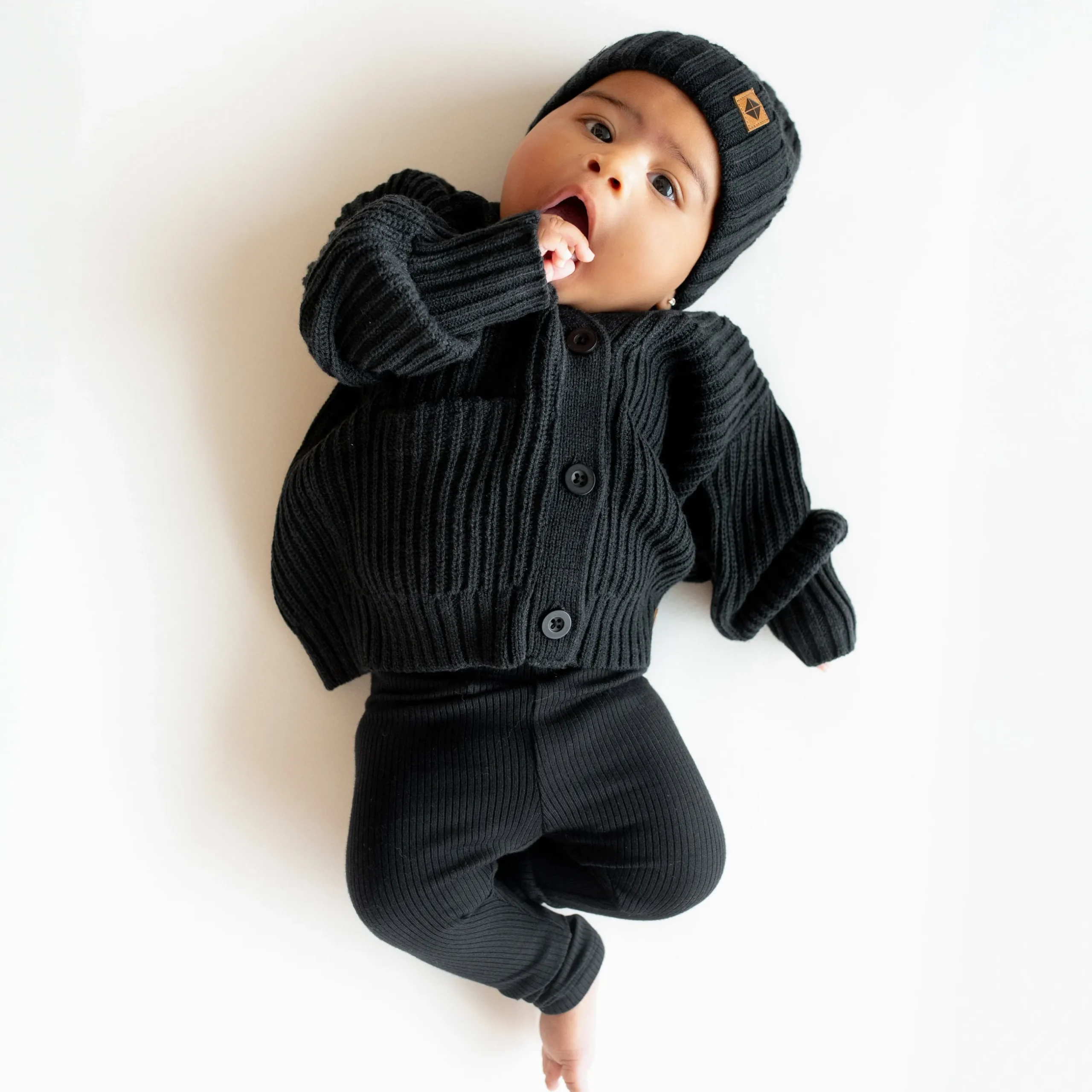Hot Kyte Baby Chunky Knit Oversized Cardigan in Midnight