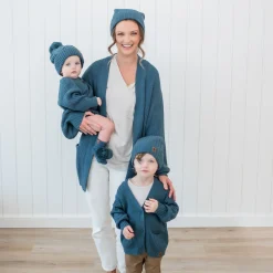 Kyte Baby Chunky Knit Oversized Cardigan in Atlantic