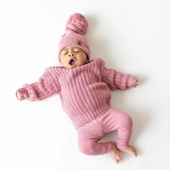 Outlet Kyte Baby Chunky Knit Pom Beanie in Apple Blossom