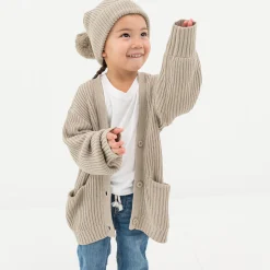 Outlet Kyte Baby Chunky Knit Pom Beanie in Almond