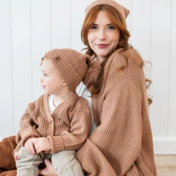 Discount Kyte Baby Chunky Knit Pom Beanie in Latte