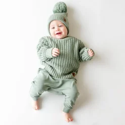 Best Kyte Baby Chunky Knit Pom Beanie in Thyme