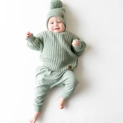 Best Kyte Baby Chunky Knit Pom Beanie in Thyme