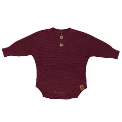 New Kyte Baby Chunky Knit Romper in Burgundy