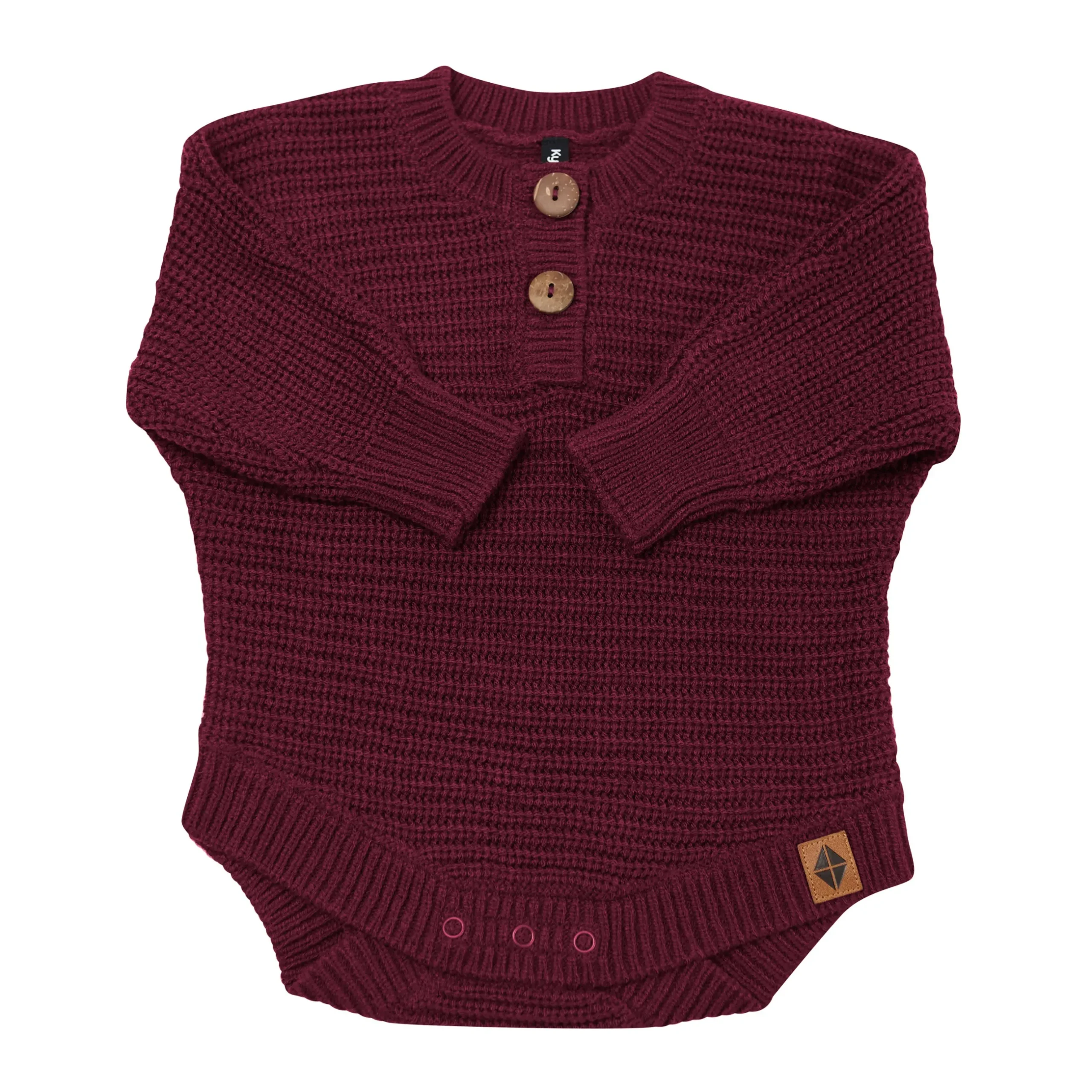 New Kyte Baby Chunky Knit Romper in Burgundy