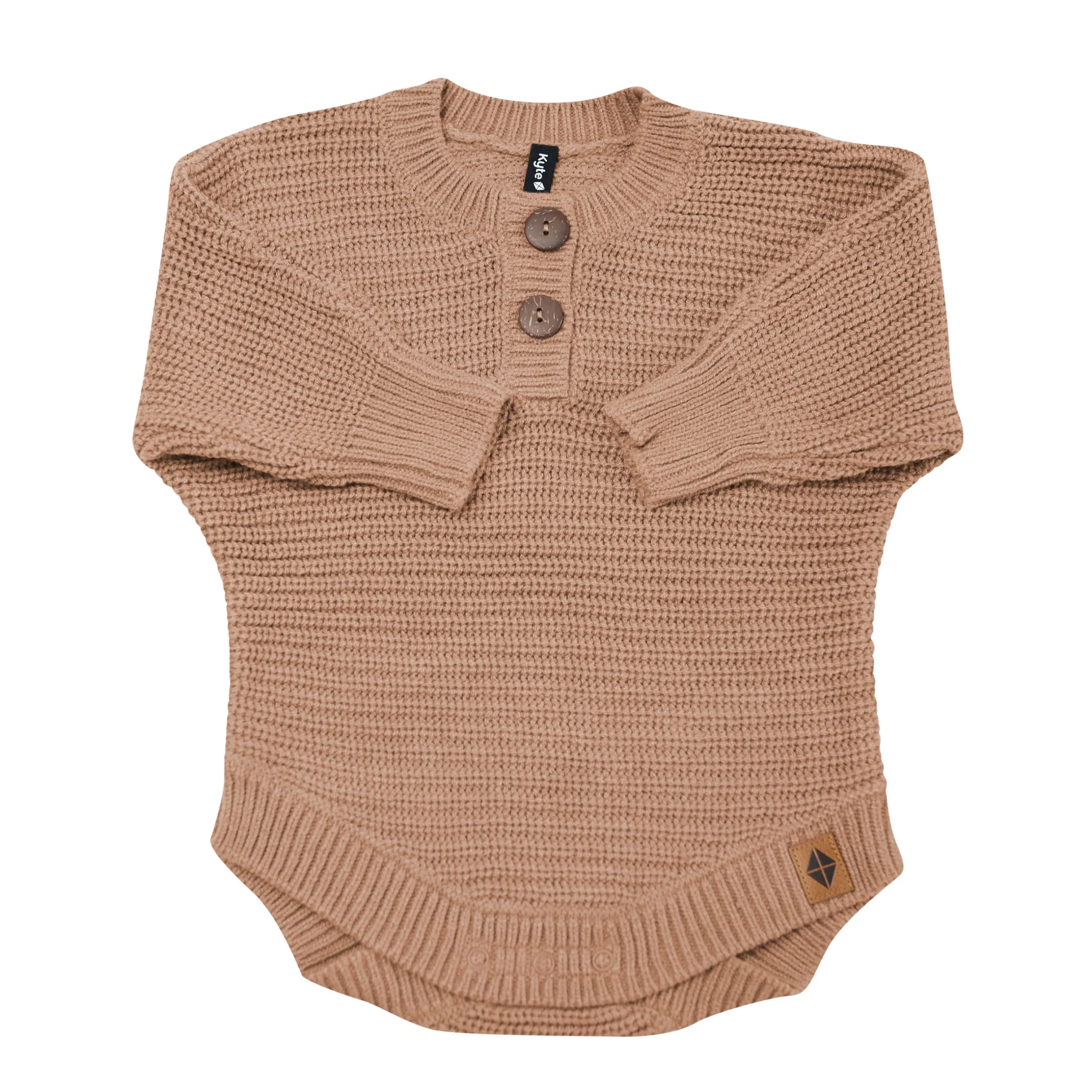 Best Kyte Baby Chunky Knit Romper in Latte