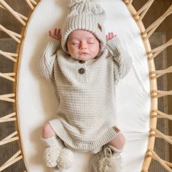 New Kyte Baby Chunky Knit Romper in Oat
