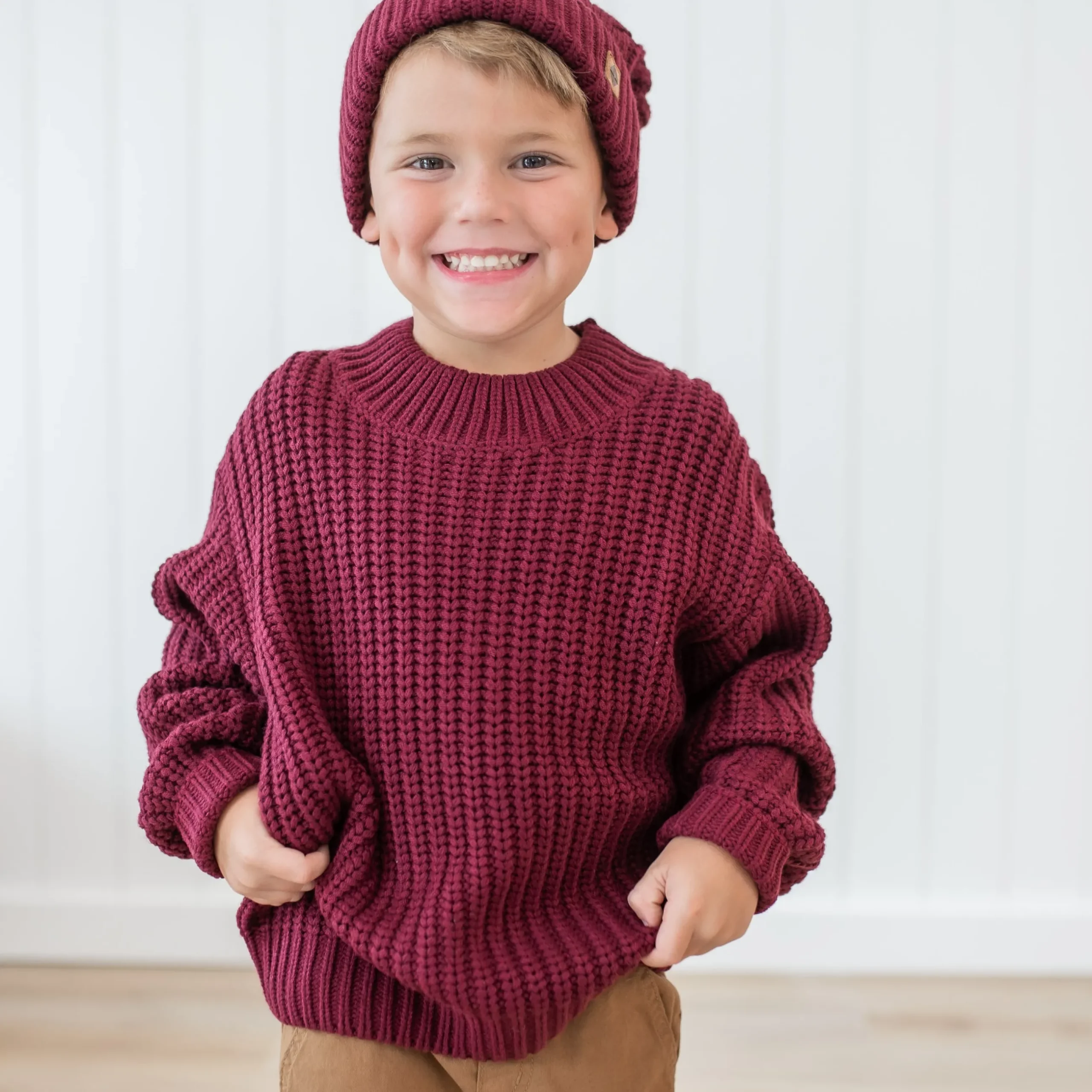 Sale Kyte Baby Chunky Knit Sweater in Burgundy