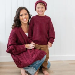 Sale Kyte Baby Chunky Knit Sweater in Burgundy