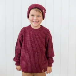 Sale Kyte Baby Chunky Knit Sweater in Burgundy