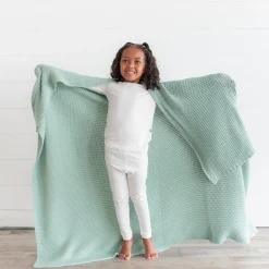 Outlet Kyte Baby Chunky Knit Toddler Blanket in Sage