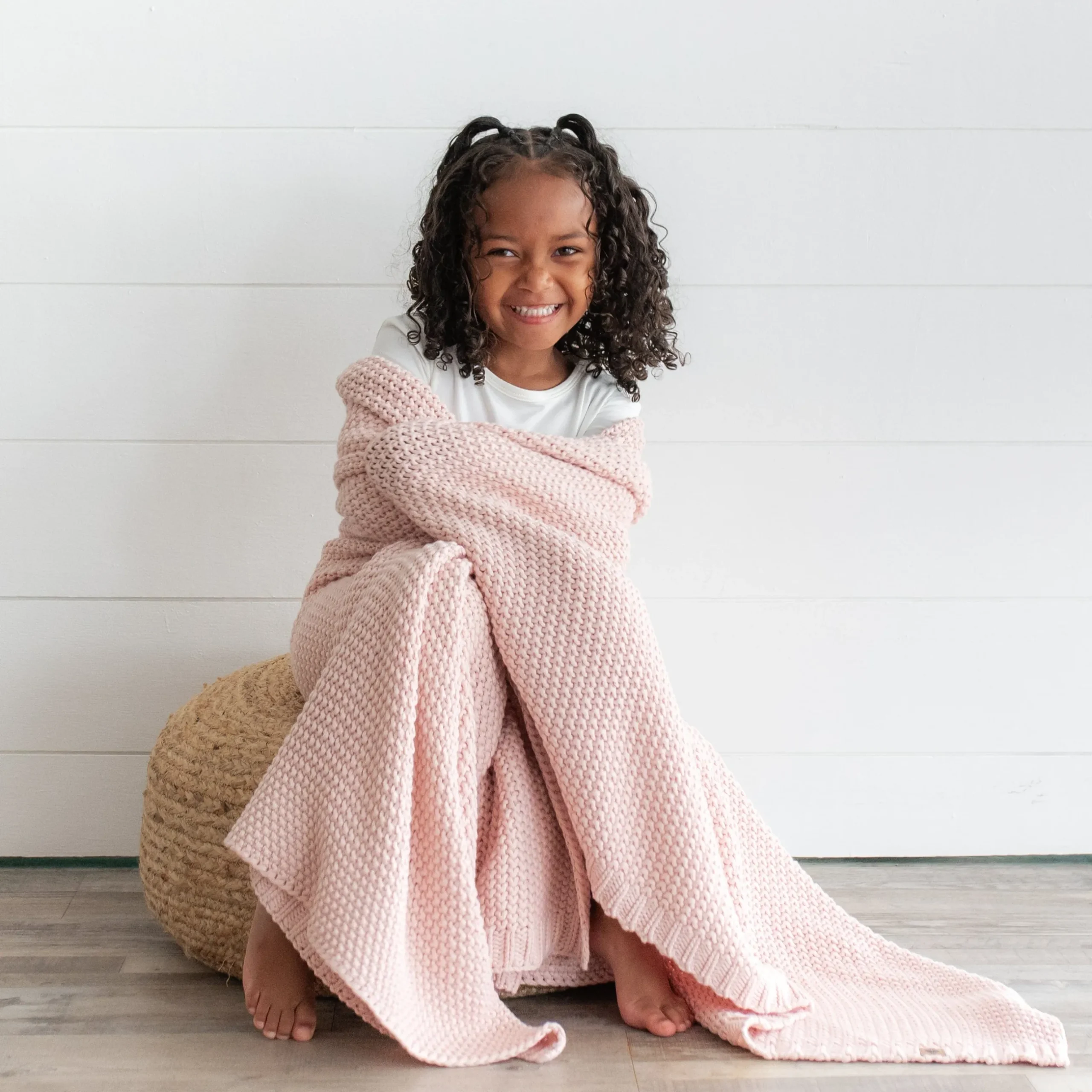 Hot Kyte Baby Chunky Knit Toddler Blanket in Blush