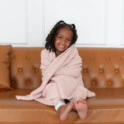 Hot Kyte Baby Chunky Knit Toddler Blanket in Blush