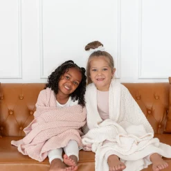 Hot Kyte Baby Chunky Knit Toddler Blanket in Blush