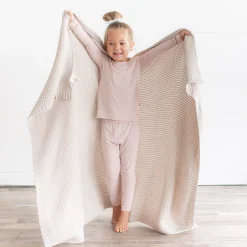 Hot Kyte Baby Chunky Knit Toddler Blanket in Oat